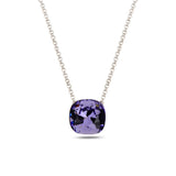 925 Sterling Silver Solitaire Necklace - Cushion Cut Swarovski