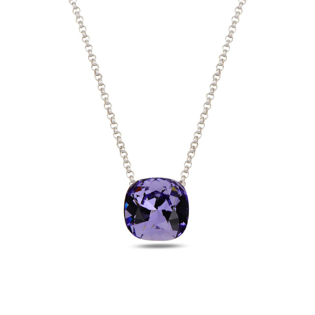 925 Sterling Silver Solitaire Necklace - Cushion Cut Swarovski