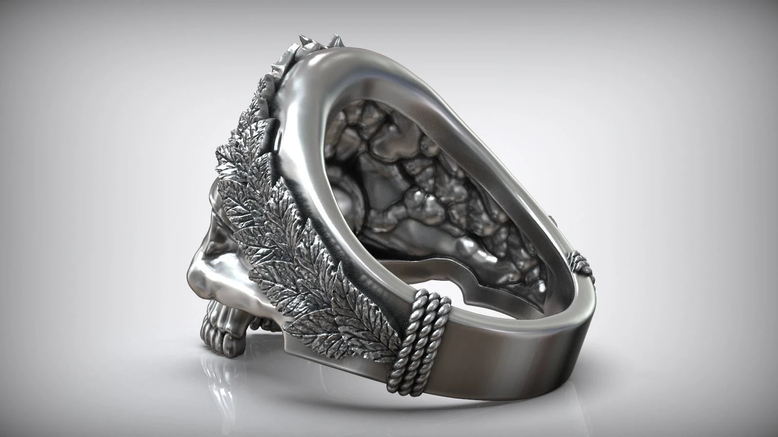 Artisan Laurel Skull Statement Ring