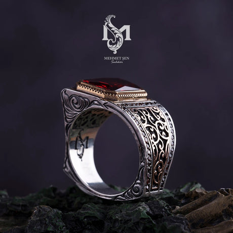 Sterling Silver Men's Ring with Zircon Stone - Modern & Masculine