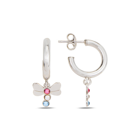 Swarovski Crystal Butterfly Dangle Earrings - Minimalist Sterling Silver