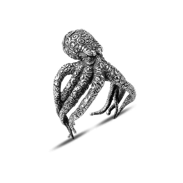 Sterling Silver Octopus Ring - Handcrafted Ocean-Inspired Statement Piece