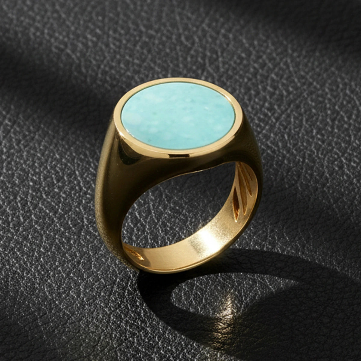 18K Gold Plated Amazonite Ring - Serene Gemstone Jewelry