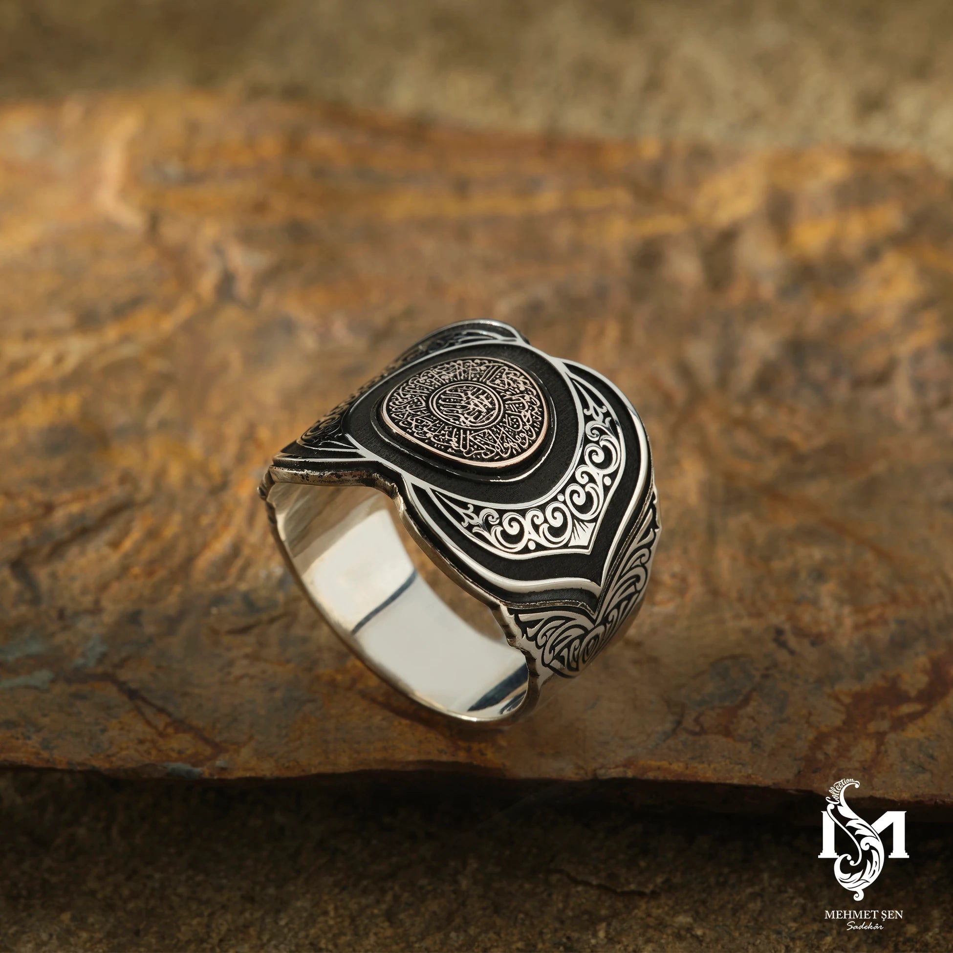 Sterling Silver Men's Ring - Surah Al-Qalam Engraved Calligraphy