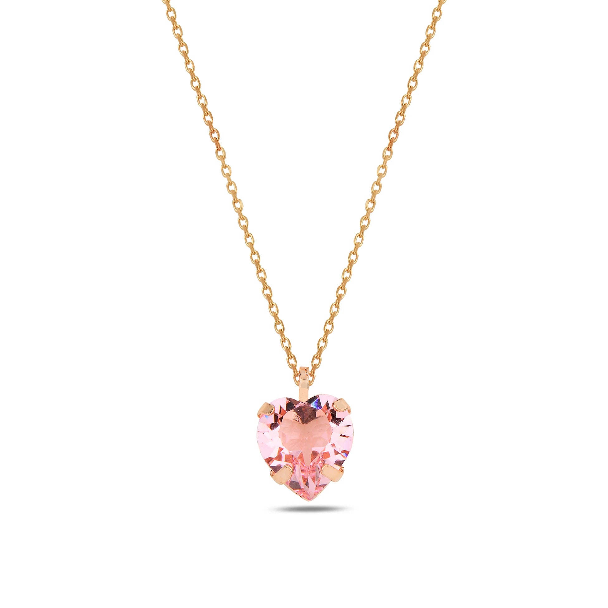 Yellow Gold Plated Sterling Silver Swarovski Crystal Love Necklace