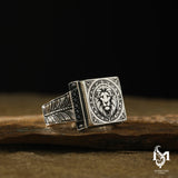 Sterling Silver Men's Ring - Majestic Lion Motif
