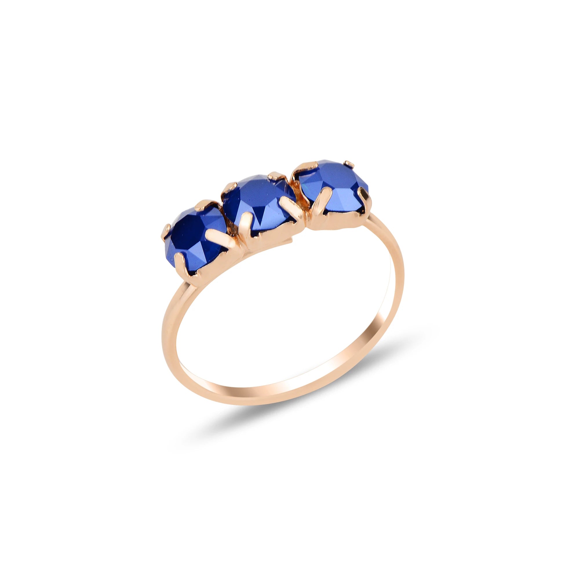 Rose Gold Plated Sterling Silver Ring - Horizontal Swarovski Crystal