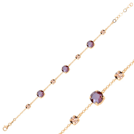 Swarovski Crystal Rose Gold Plated Sterling Silver Bracelet - Timeless Design