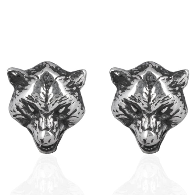 Sterling Silver Wolf Earrings - Fierce Animal Design