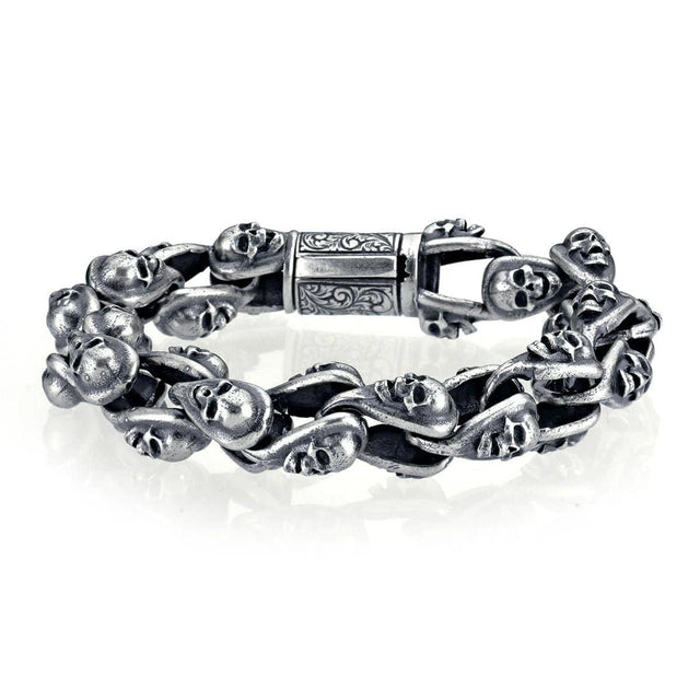 Sterling Silver Skull Bracelet - Bold Statement