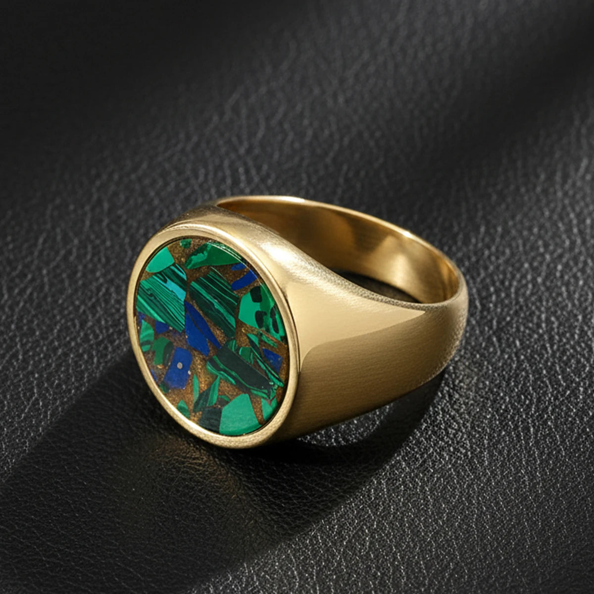 18K Gold Plated Chrysocolla Ring - Vibrant Gemstone Elegance