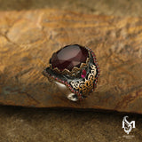 Regal Red Stone Men's Ring - Ottoman-Inspired Statement