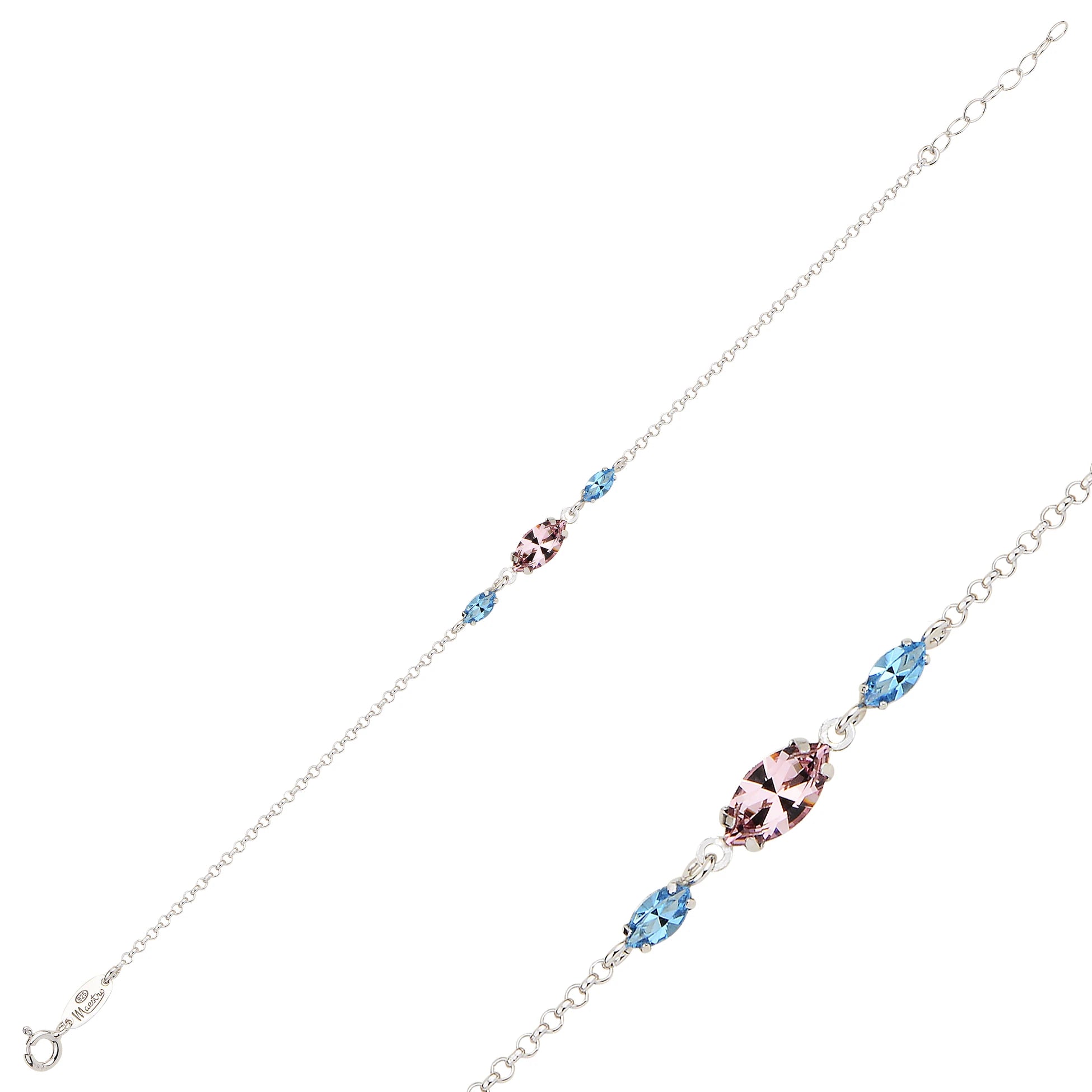 925 Sterling Silver Minimalist Bracelet - Marquise Swarovski Crystal