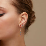 Vibrant Colorful Row Dangle Earrings - Elegant Multi-Stone Drop