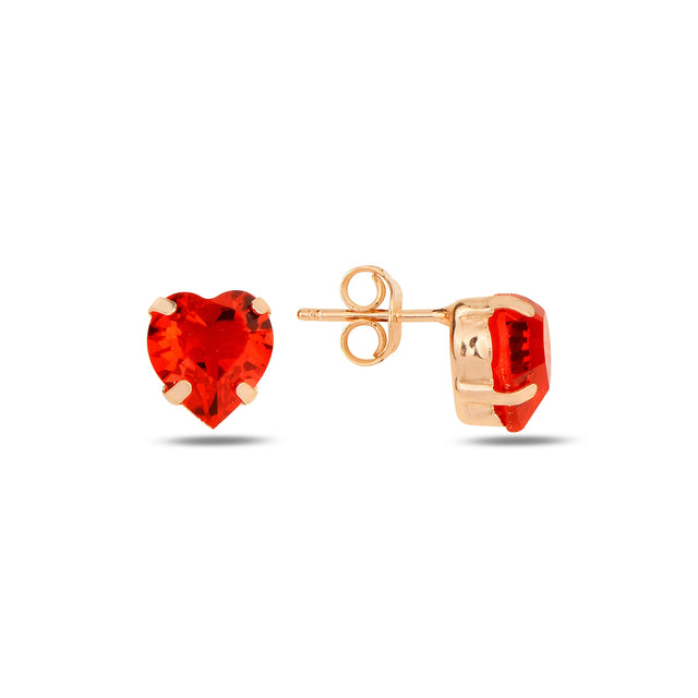 Yellow Gold Plated Sterling Silver Heart Earrings - Swarovski Crystal