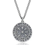 Sterling Silver Pendant Necklace - Vegvisir Compass Symbol