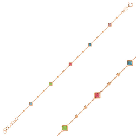 Geometric Square Link Bracelet - Modern Minimalist Style