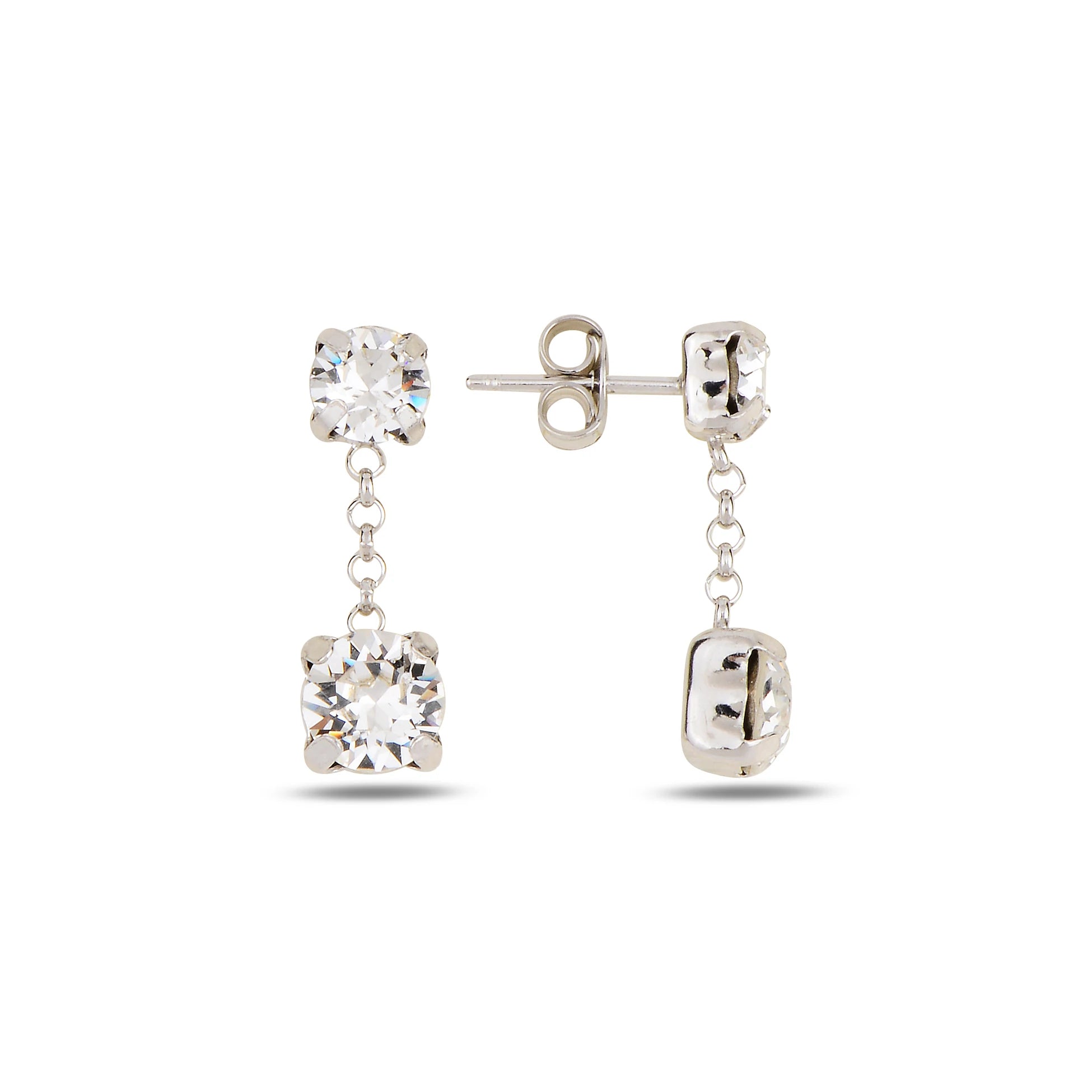 Timeless Crystal Chain Earrings - Elegant Dangle with Voluminous Sparkle
