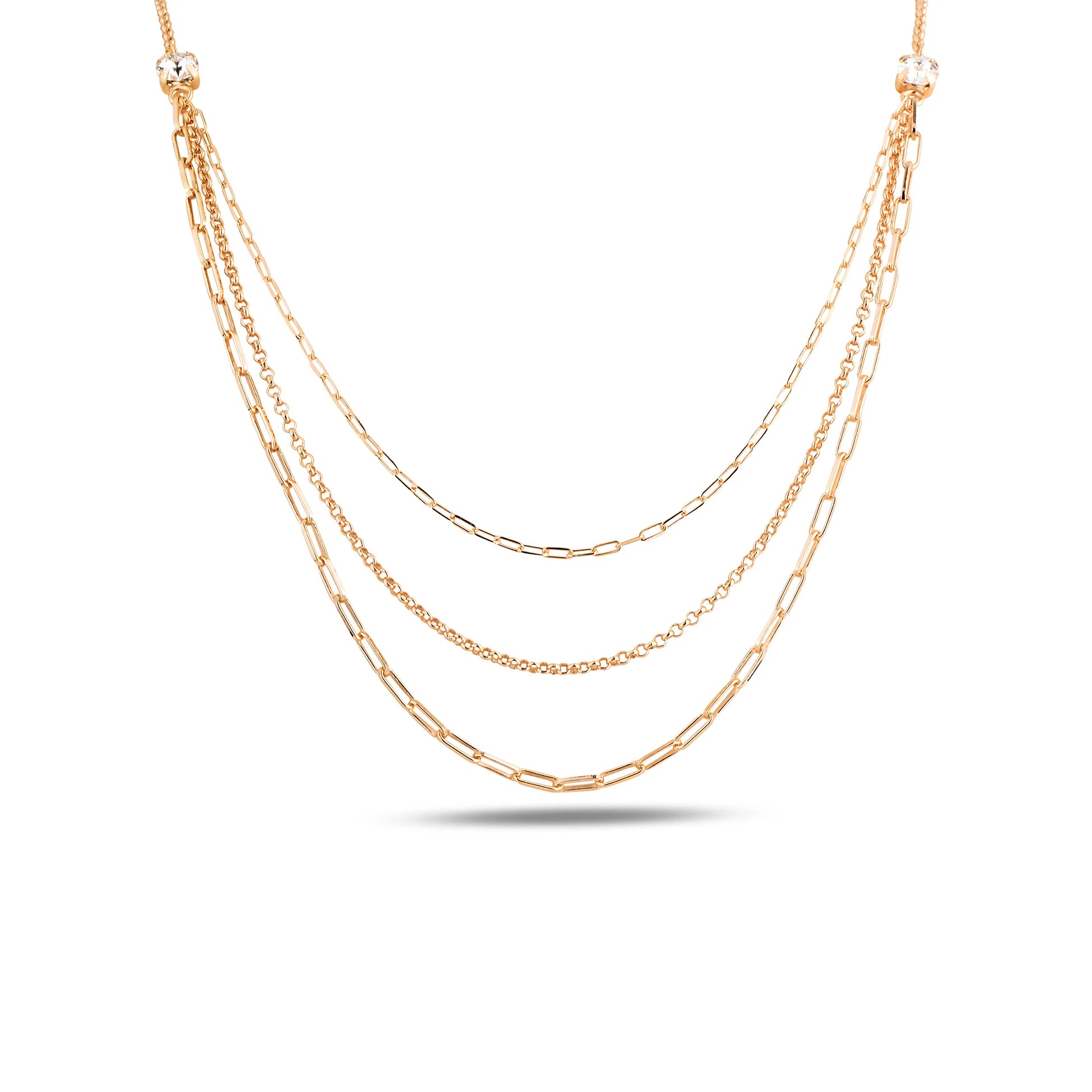 Triple-Layer Chain Necklace - Modern Horizontal Design