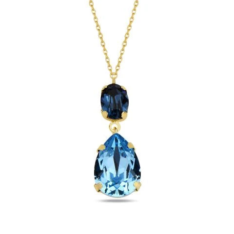 Náhrdelník z rhodiovaného stříbra s kapkovým výbrusem a krystalem Swarovski