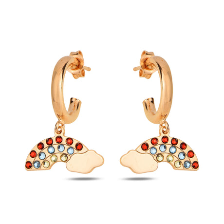 925 Sterling Silver Rainbow Drop Earrings - Vibrant Swarovski Crystals