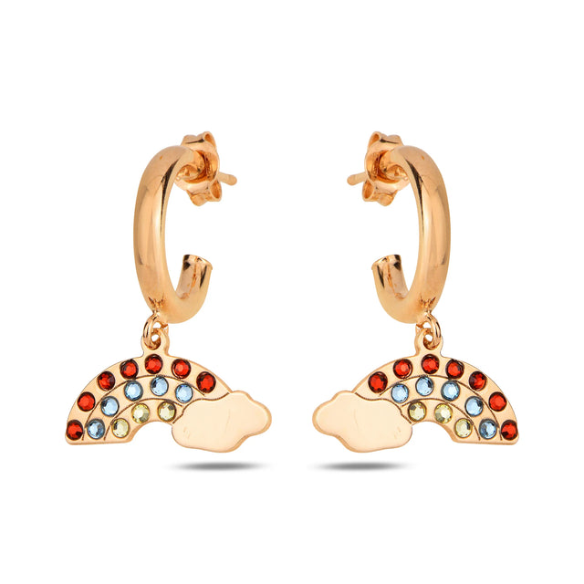 925 Sterling Silver Rainbow Drop Earrings - Vibrant Swarovski Crystals