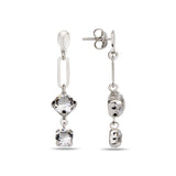 Rose Gold Plated Sterling Silver Solitaire Drop Earrings - Bezel Set Swarovski
