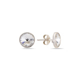 Sterling Silver Bezel Set Stud Earrings - Vintage Swarovski Crystal