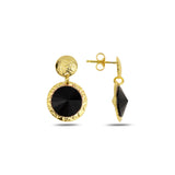 Vintage Rose Gold Plated Sterling Silver Medallion Earrings with Swarovski Crystals