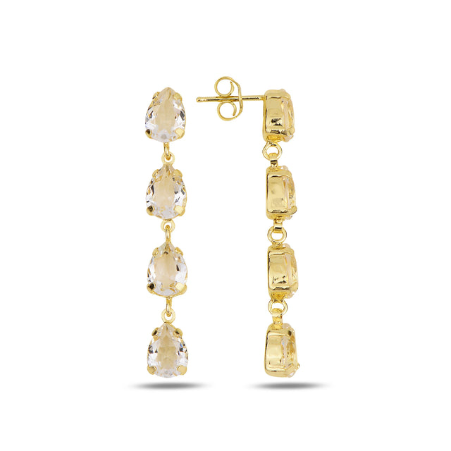 Sparkling Linear Drop Earrings - Elegant Pera-Inspired Design