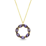 Sterling Silver Marquise Crystal Necklace - Neptune Ring Pendant