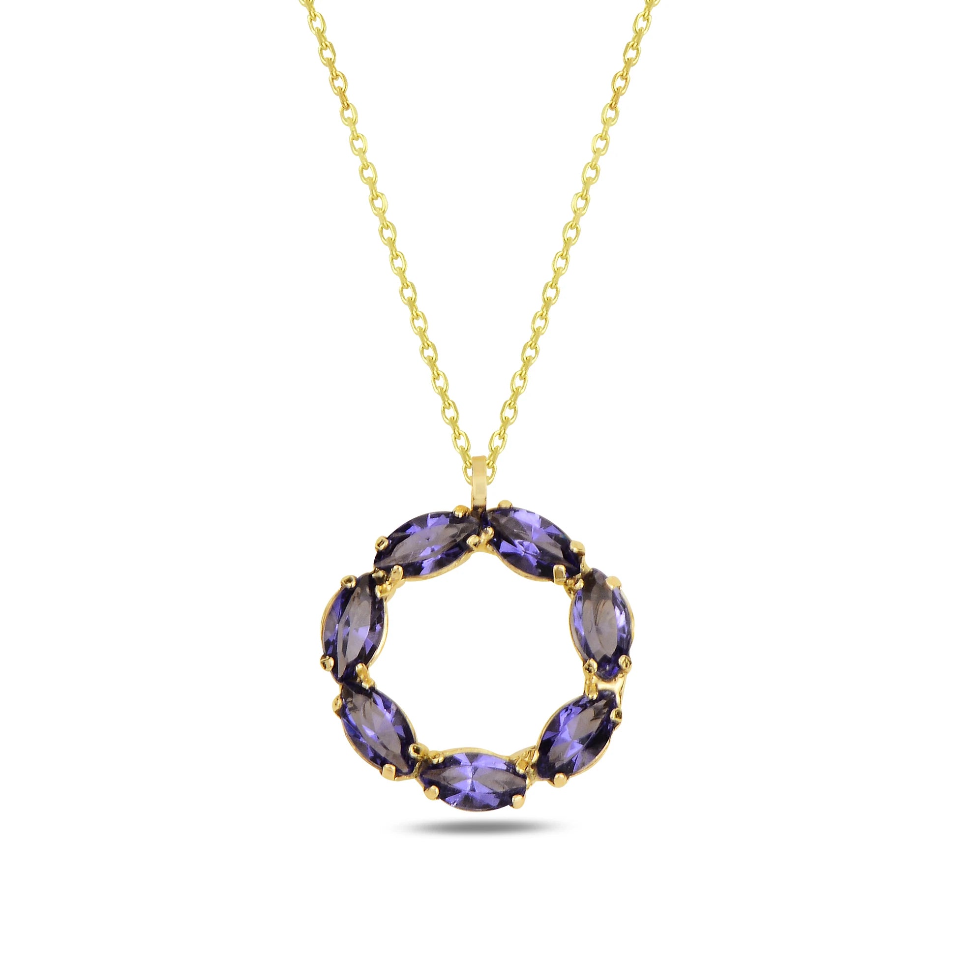 Sterling Silver Marquise Crystal Necklace - Neptune Ring Pendant