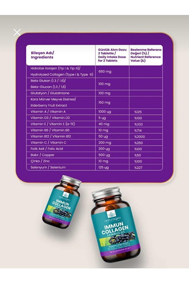 Immun Collagen Sambucus - 30 Tablets with Glutathione & Multivitamins - TryAladdin