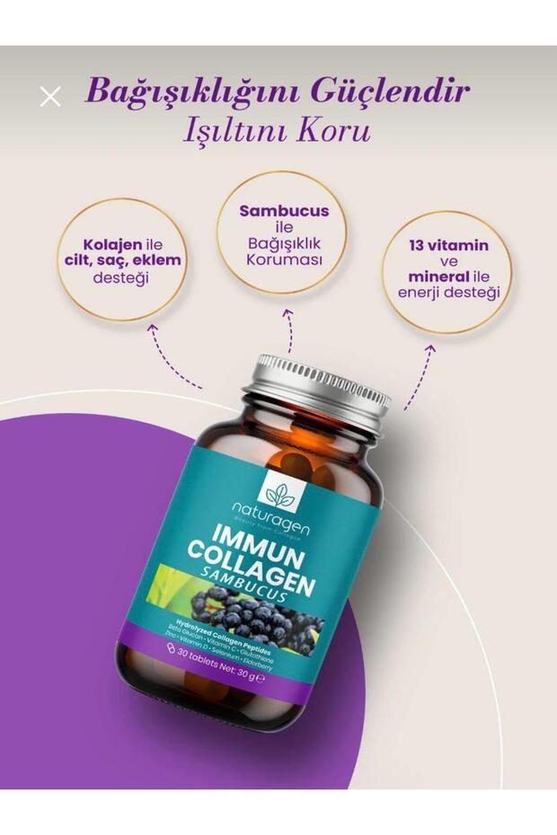 Immun Collagen Sambucus - 30 Tablets with Glutathione & Multivitamins - TryAladdin