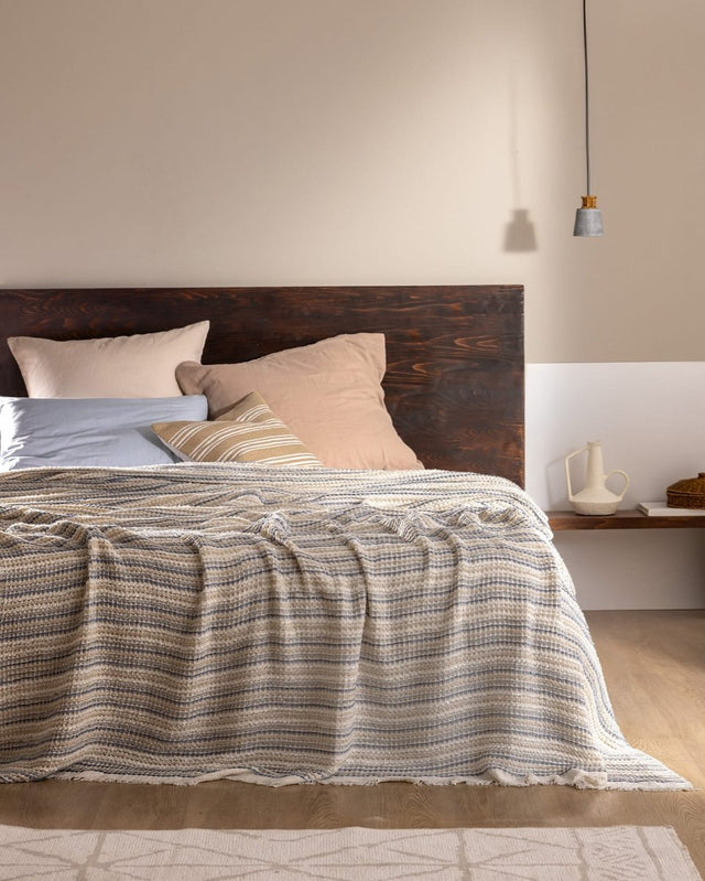 Indigo Blue Queen Size Bedspread Coverlet - TryAladdin