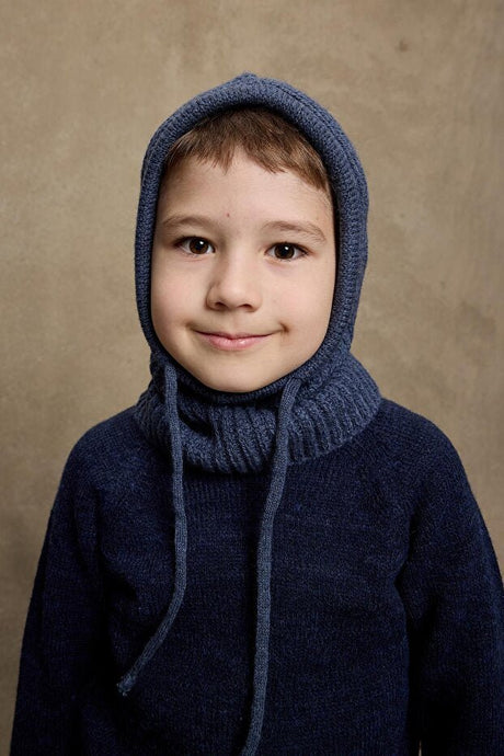 Indigo Corded Knit Balaclava - Snug & Warm for Winter - TryAladdin
