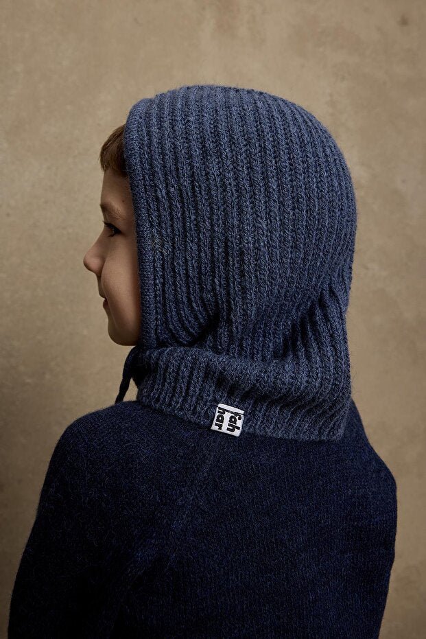Indigo Corded Knit Balaclava - Snug & Warm for Winter - TryAladdin