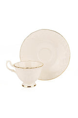 Ipek Premium Bone Porcelain Gilded Turkish Coffee Set - White - 6 Pieces - TryAladdin