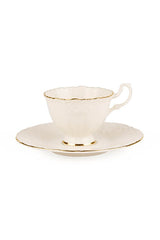 Ipek Premium Bone Porcelain Gilded Turkish Coffee Set - White - 6 Pieces - TryAladdin