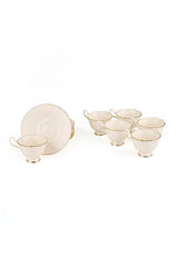 Ipek Premium Bone Porcelain Gilded Turkish Coffee Set - White - 6 Pieces - TryAladdin