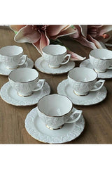 Ipek Premium Porcelain Turkish Coffee Cup Set - 6 Person, 12 Piece - 85ml - TryAladdin