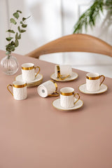 Istanbul Porselen Buse Design Premium Porcelain Turkish Coffee Cup Set - 6 Piece - TryAladdin