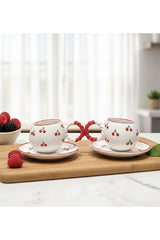 Izart Premium Handcrafted Embossed Cherry Turkish Coffee Demitasse Set - 4 - Piece - TryAladdin