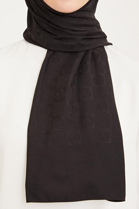 Jacquard Black A Logo Dama Pattern Shawl - TryAladdin