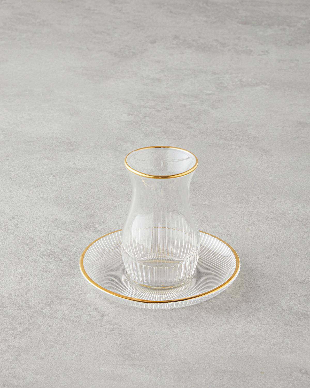 Elegant 12 Piece 6 Serving Gold Accent Tea Set