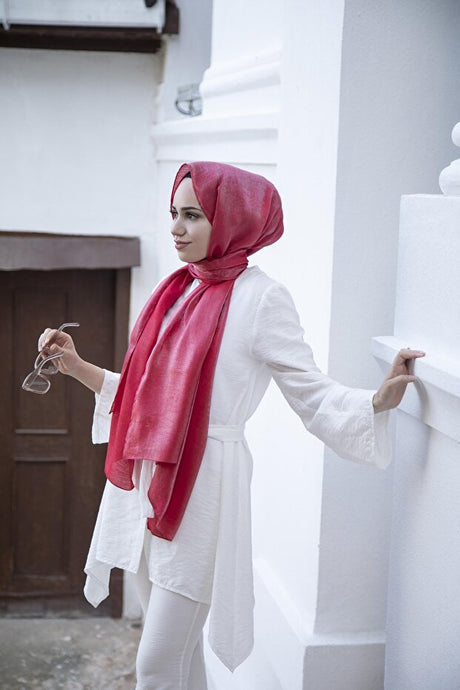 Janjan Red Evening Shawl - Lightweight & Breathable - TryAladdin