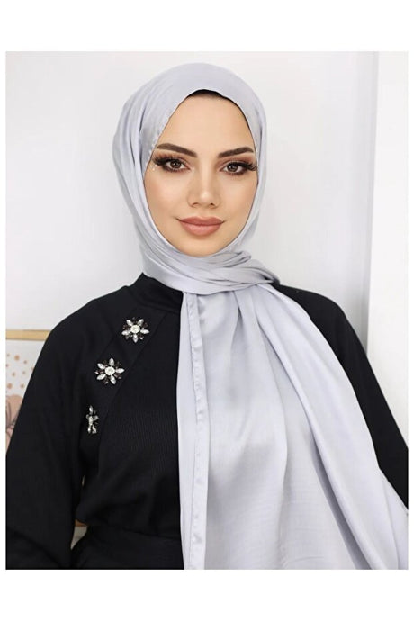 Janjan Shiny Satin Textured Hijab Shawl - TryAladdin