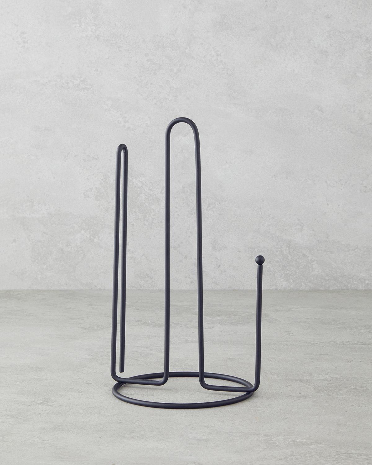 Porte-essuie-tout en métal noir de qualité professionnelle — accessoire de cuisine
