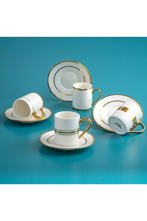 Jumbo Luces Gold Professional Porcelain Turkish Coffee Cup Set - 4 Piece - TryAladdin