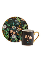 Jumbo Premium Turkish Coffee Cup Set - Black Garden - 4 Piece - TryAladdin